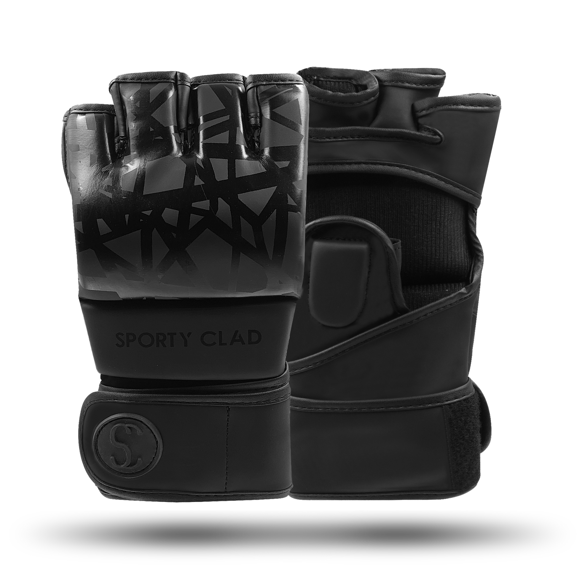 Sporty Clad BNS Matt Black MMA Grappling Training Mixed Martial Arts Sparring Gloves