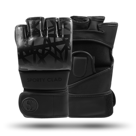 Sporty Clad BNS Matt Black MMA Grappling Training Mixed Martial Arts Sparring Gloves