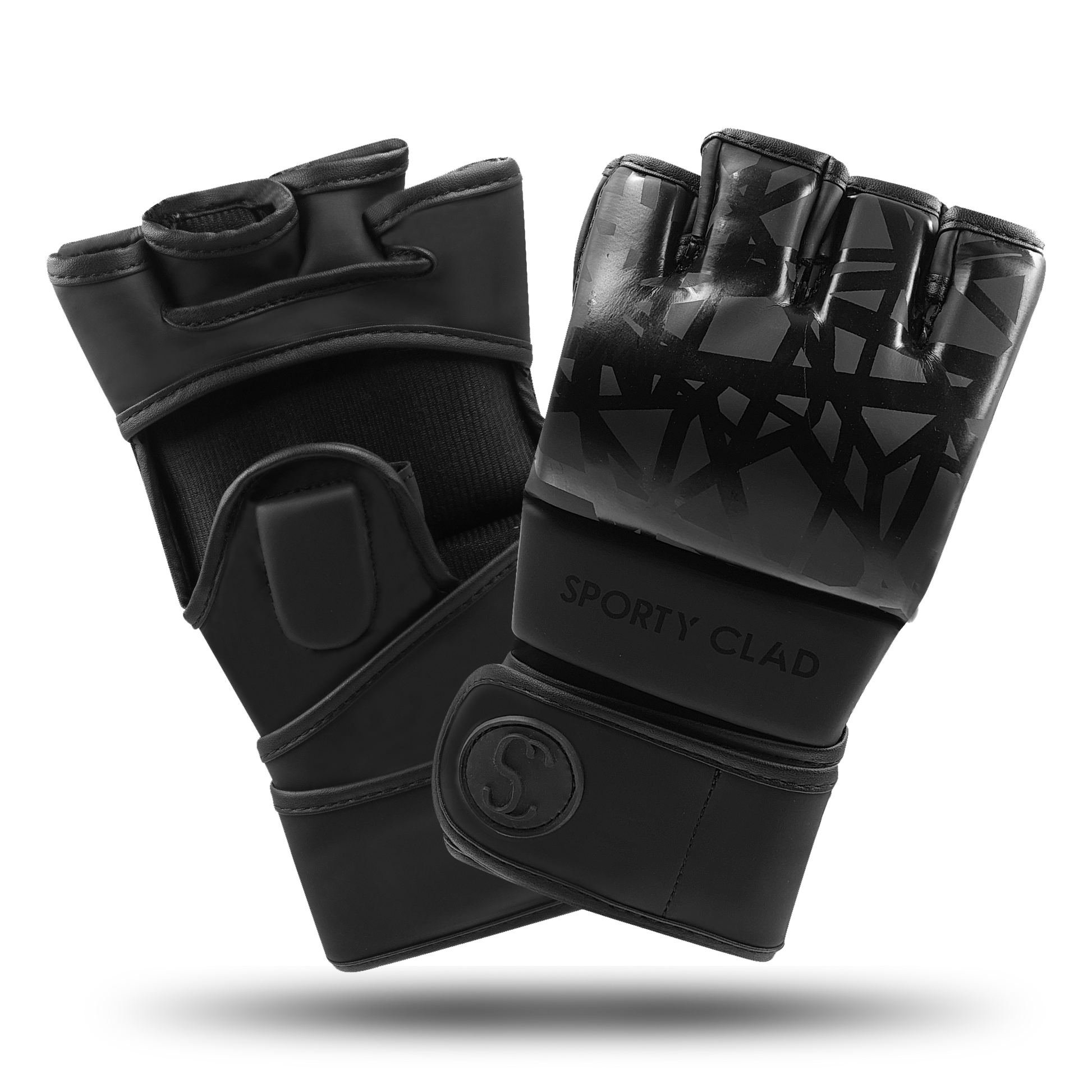 Sporty Clad BNS Matt Black MMA Grappling Training Mixed Martial Arts Sparring Gloves