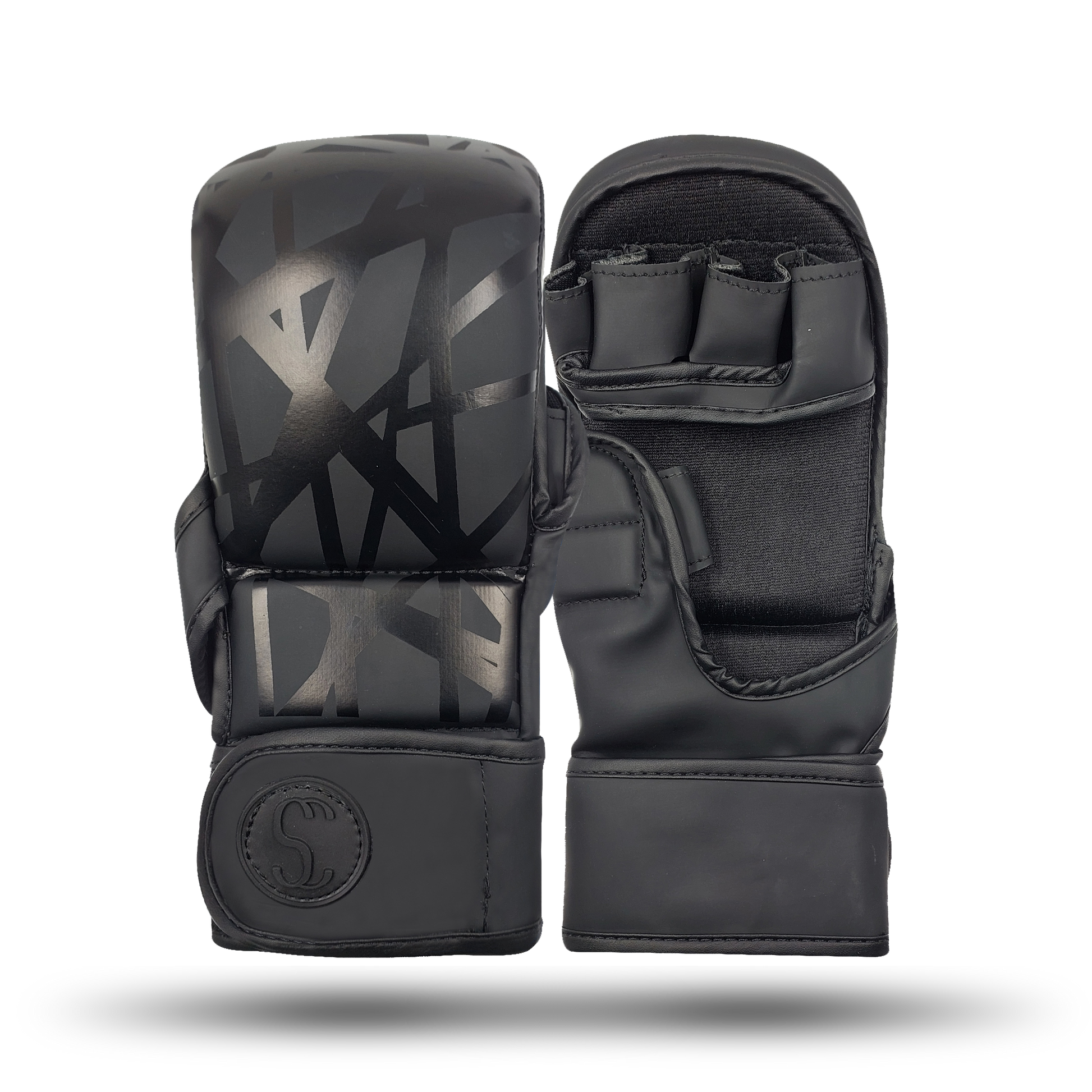 Sporty Clad BNS Matt Black MMA Sparring Grappling Training Gloves