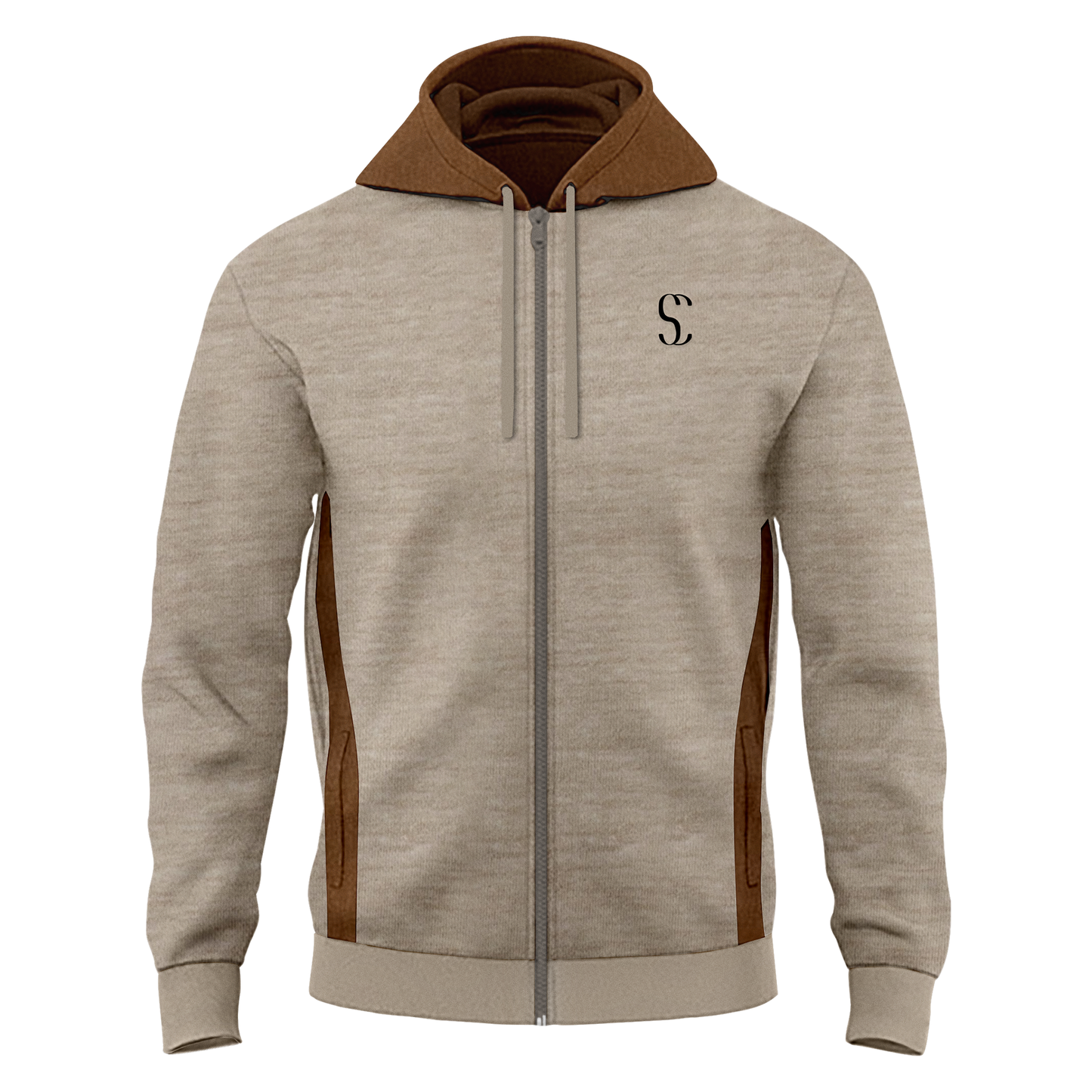 Men's Brown Tracksuit Fleece Hooded Zip up Sweatshirt & Joggers