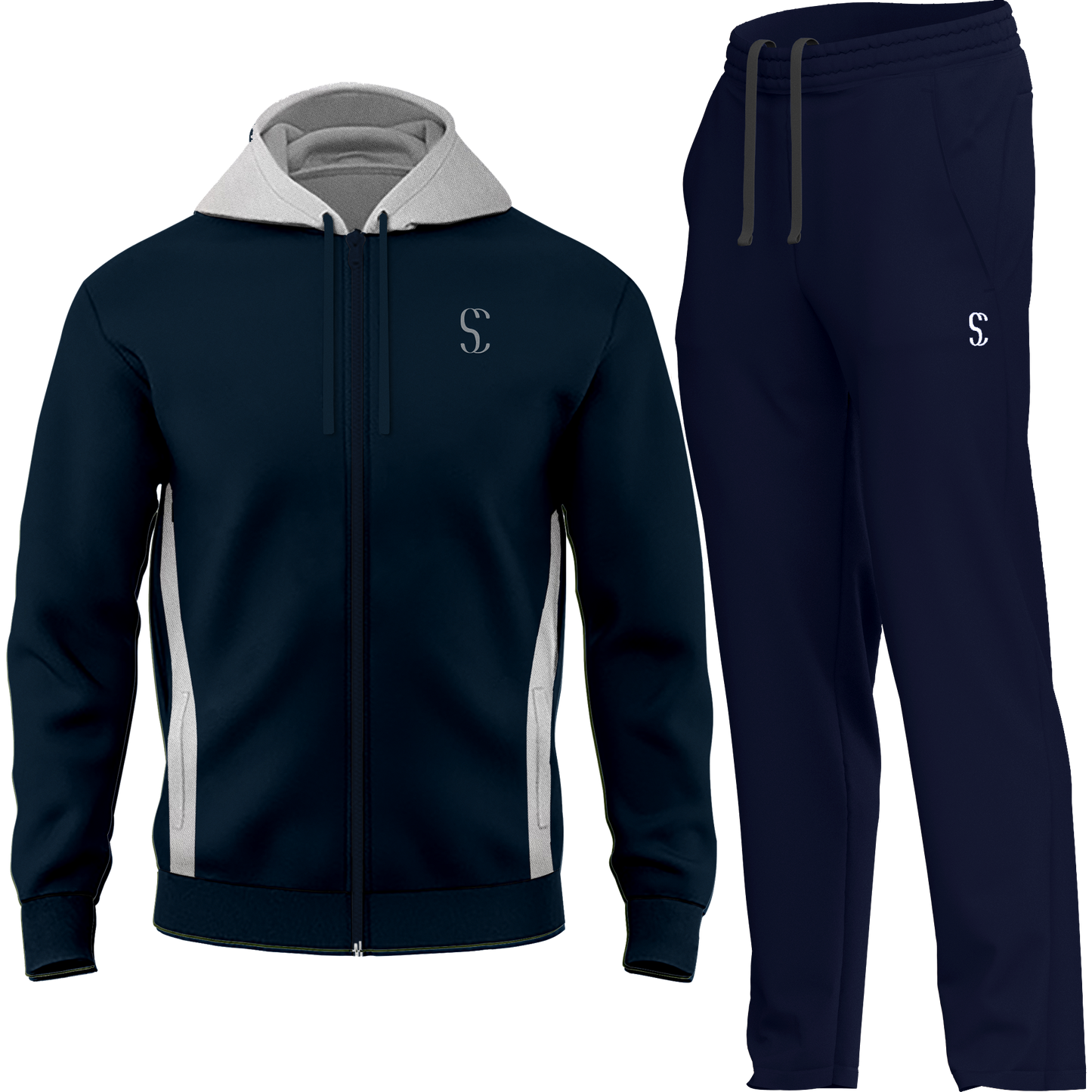 Men's Navy Blue Tracksuit Fleece Hooded Zip up Sweatshirt & Joggers