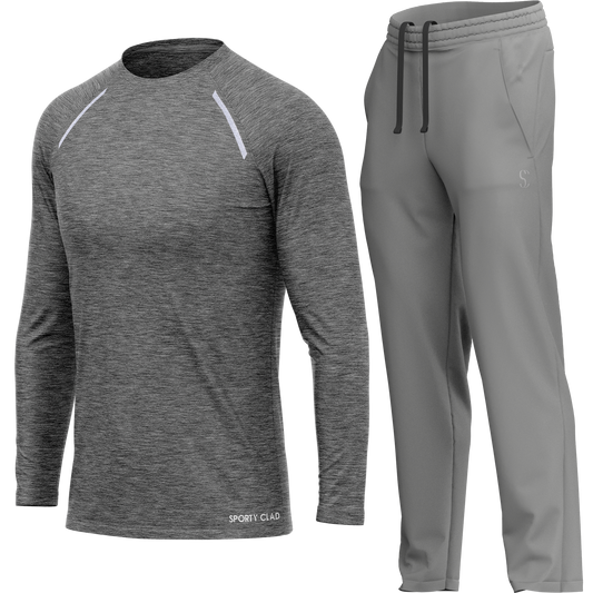 Men's Grey Long Sleeve T Shirt & Light Grey Joggers Set