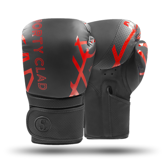 Sporty Clad Ravager Black Red Boxing Training Gloves Sparring Punching Mitts