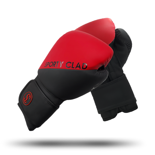 Red Black Split Boxing Gloves for Training & Sparring Sporty Clad
