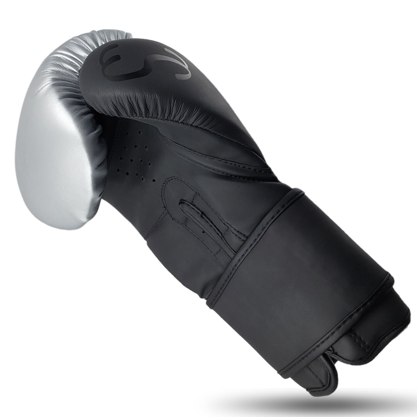 Silver Black Boxing Gloves for Training & Sparring Sporty Clad Split