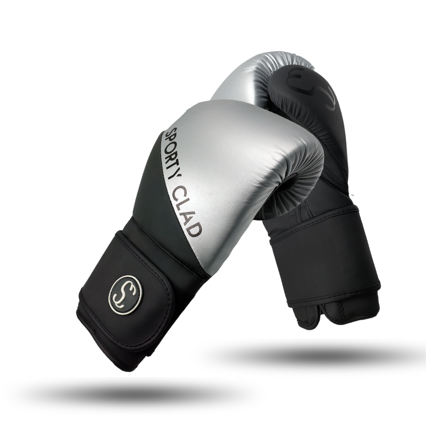 Silver Black Boxing Gloves for Training & Sparring Sporty Clad Split