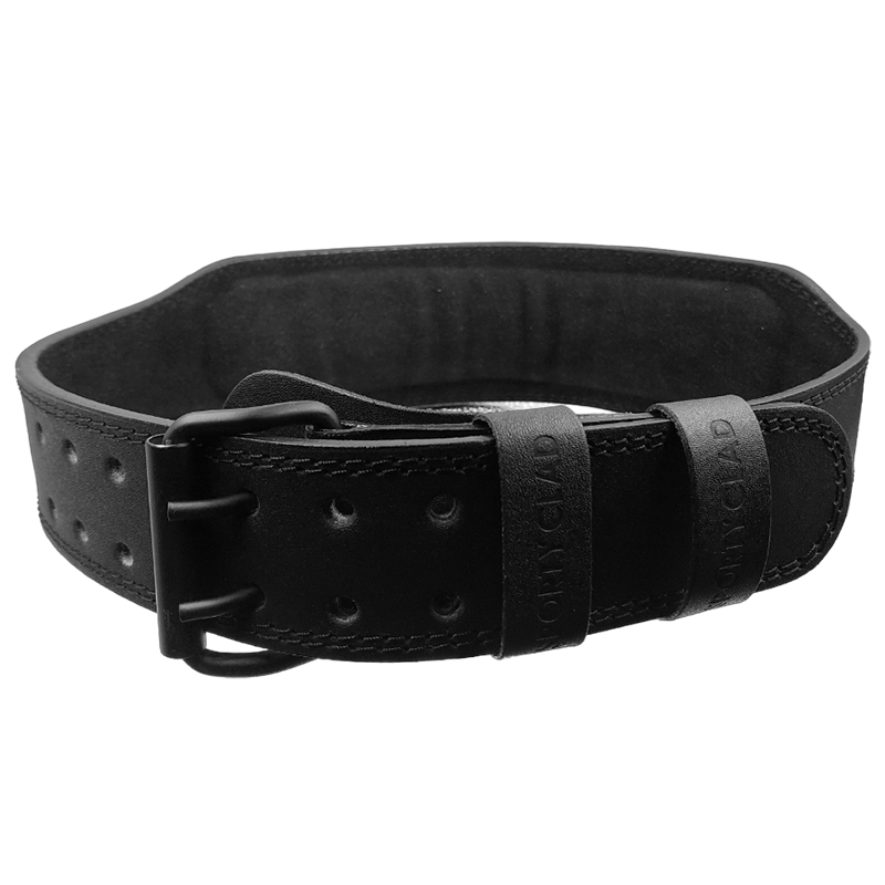 SC 4 inches Black Leather Weightlifting Fitness Gym Belt