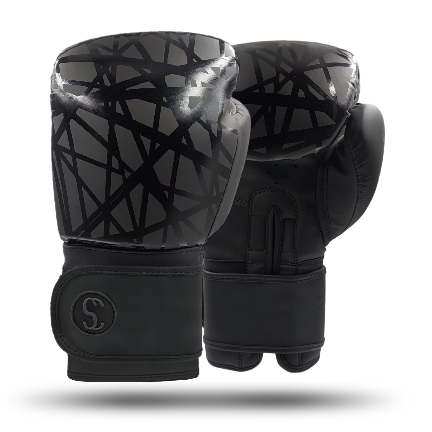 Black Boxing Gloves Training Sparring 10oz 12oz 14oz 16oz Sporty Clad Vegan Leather