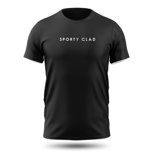 Men's Premium Black Cotton T-Shirt Short Sleeve with White Contrast Stripe