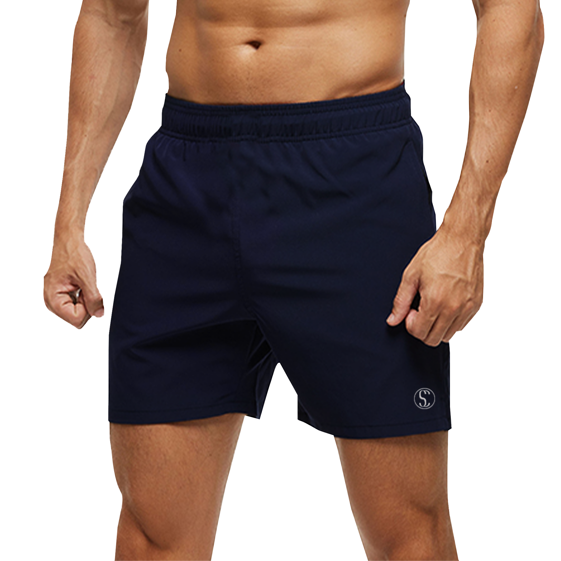 Navy Blue Men's Cotton Shorts for Running, Gym Workout, Fitness, Cycling Sporty Clad