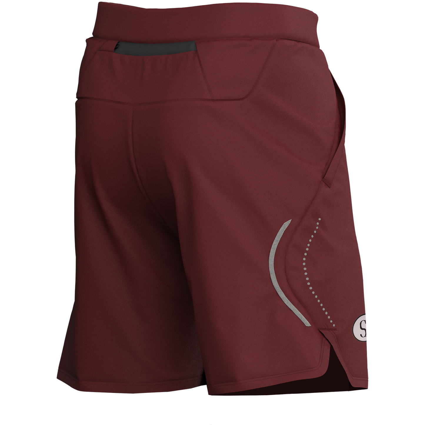 Fitness Workout Burgundy Sports Shorts, 7-Inch Polyester for Gym and Cycling by Sporty Clad
