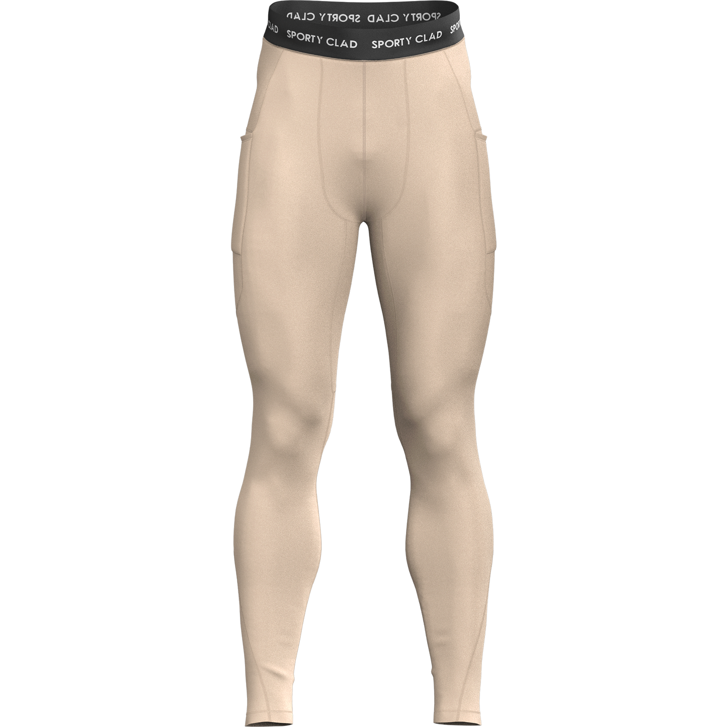 Men's Beige Thermal Base Layer Compression Leggings