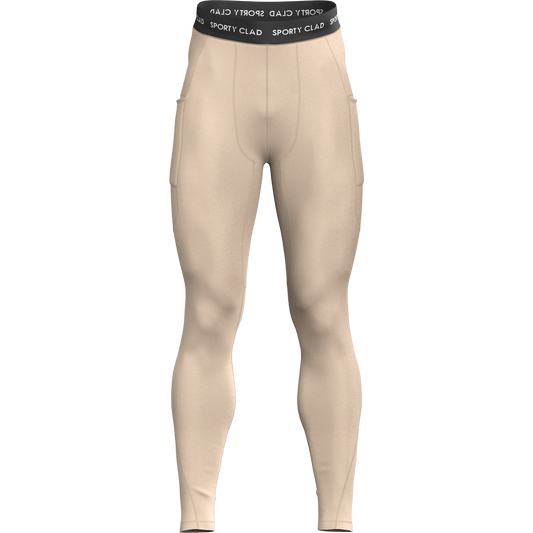 Men's Beige Thermal Base Layer Compression Leggings
