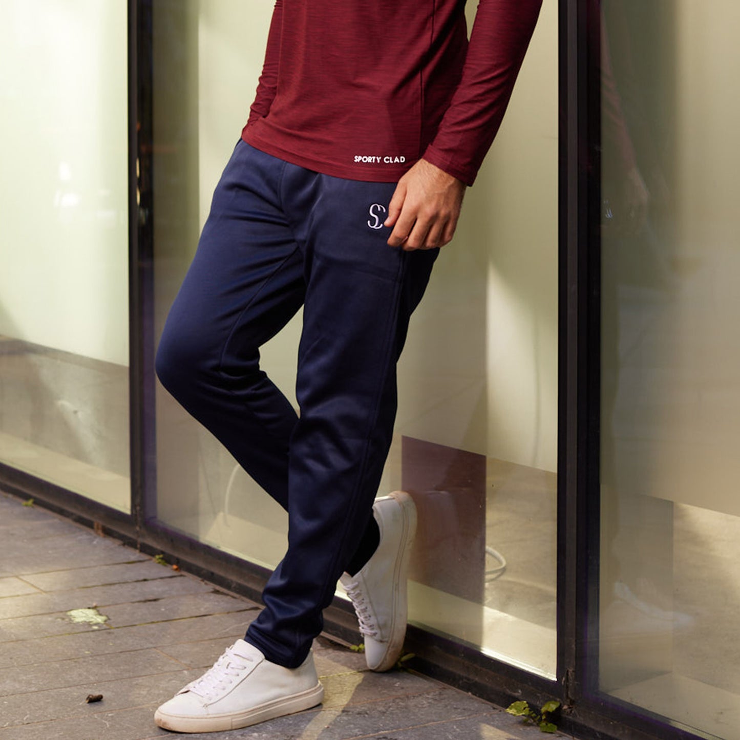 Sporty Clad Men's Navy Blue Tracksuit Bottoms Joggers for Running