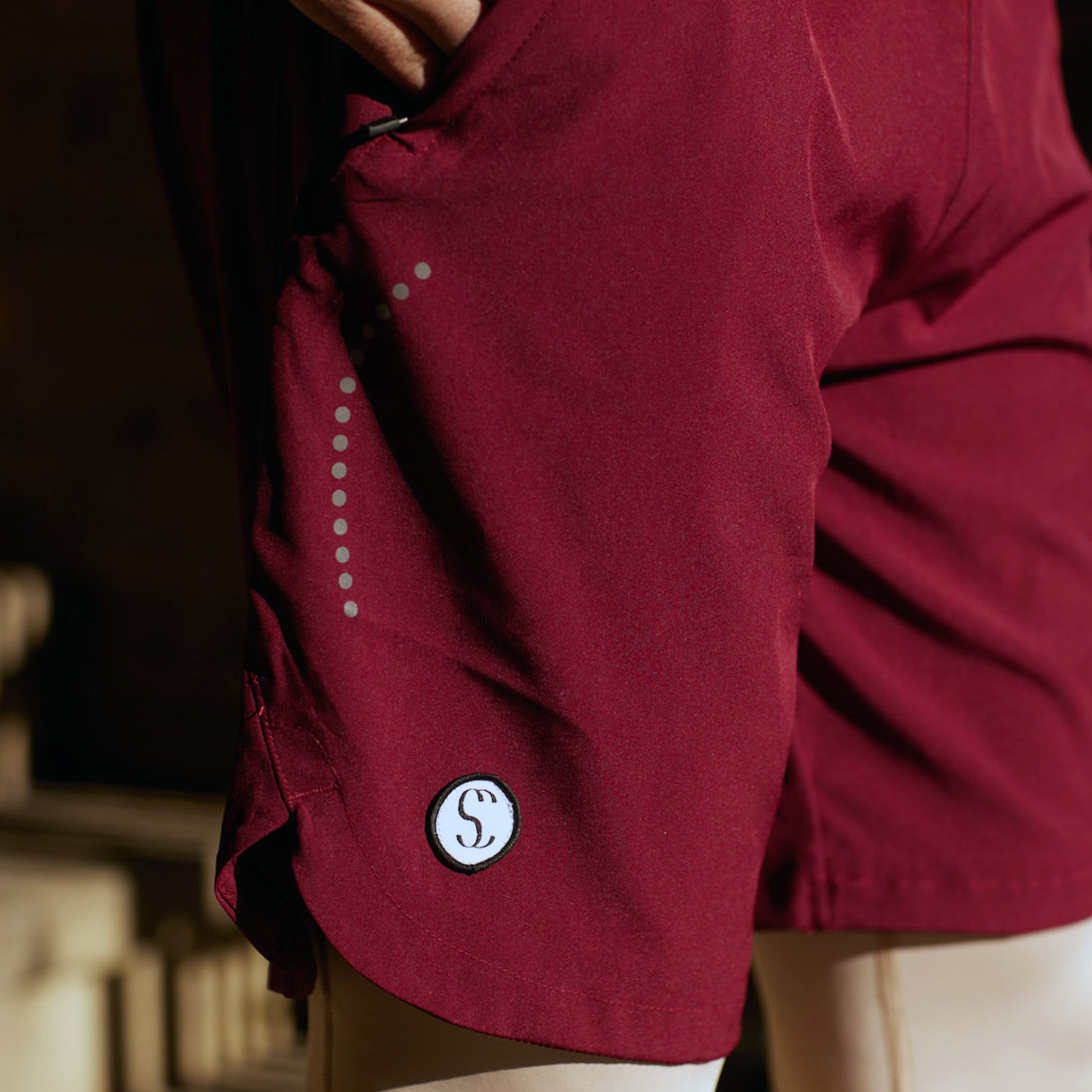 Burgundy Polyester Sports Shorts for Running, Cycling, Gym, Fitness Workout 7-Inch by Sporty Clad