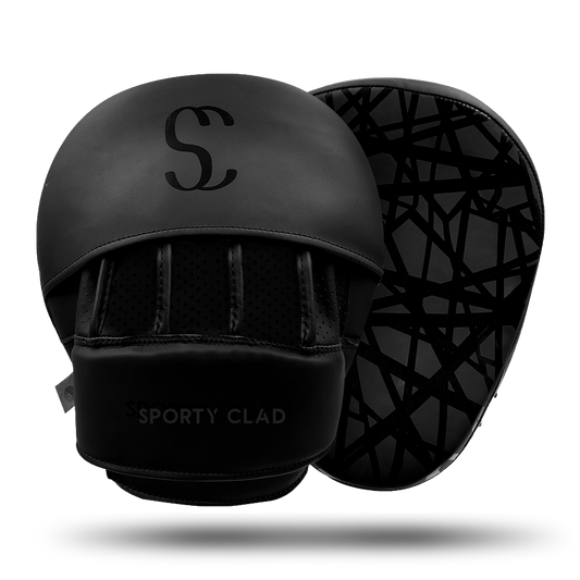 Sporty Clad Black Focus Pads Punch Mitts for Boxing MMA Coaching