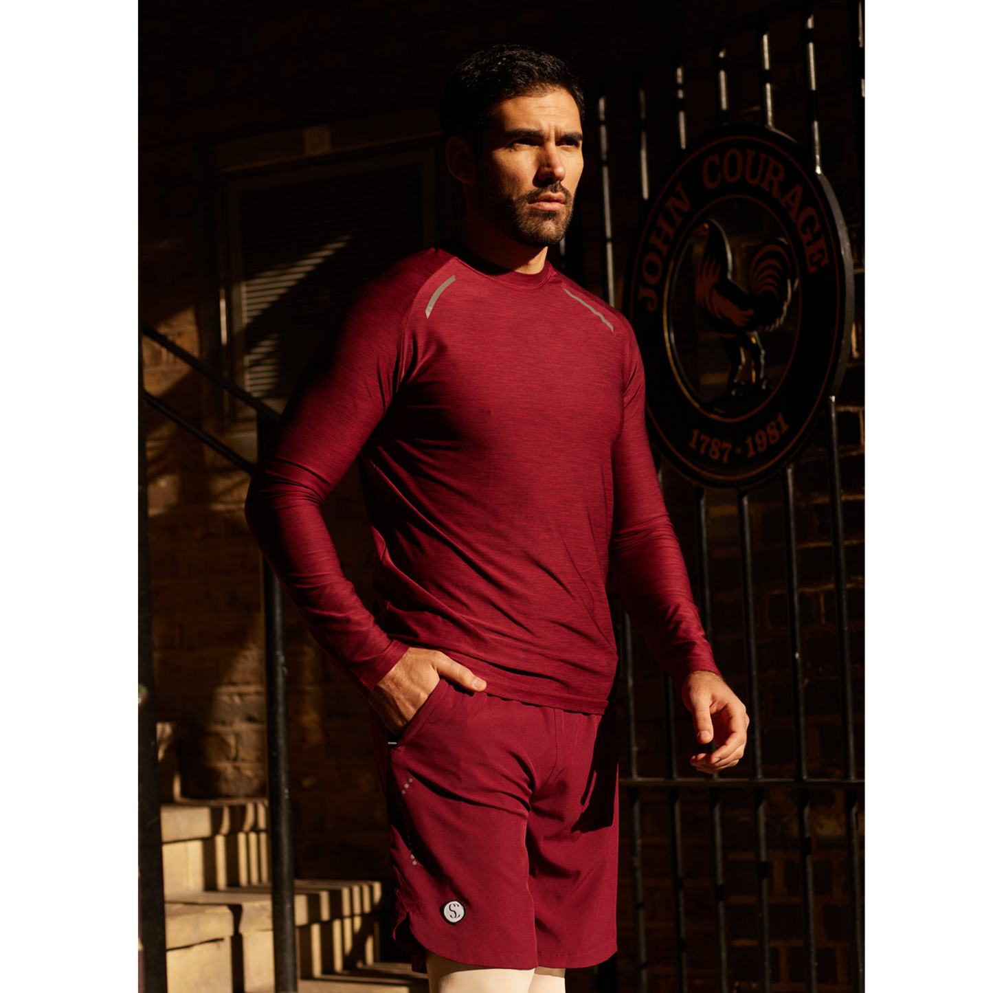 Men's Burgundy T-Shirt, Sports Shorts & Socks Set