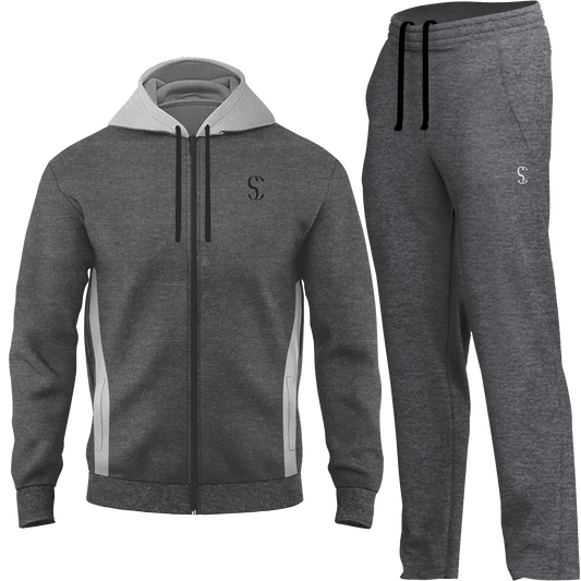 Men's Charcoal Grey Tracksuit Zip up Fleece Hoodie & Joggers