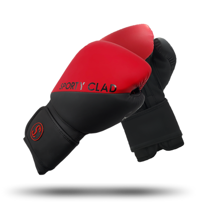 Red Black Split Boxing Gloves for Training & Sparring Sporty Clad 