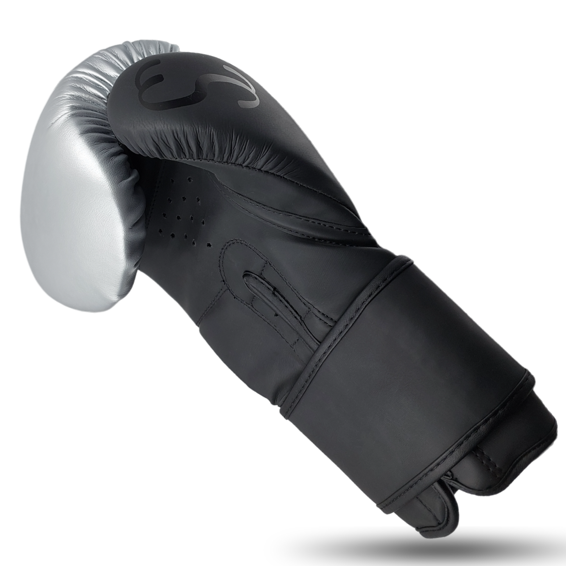 Silver Black Boxing Gloves for Training & Sparring Sporty Clad Split 