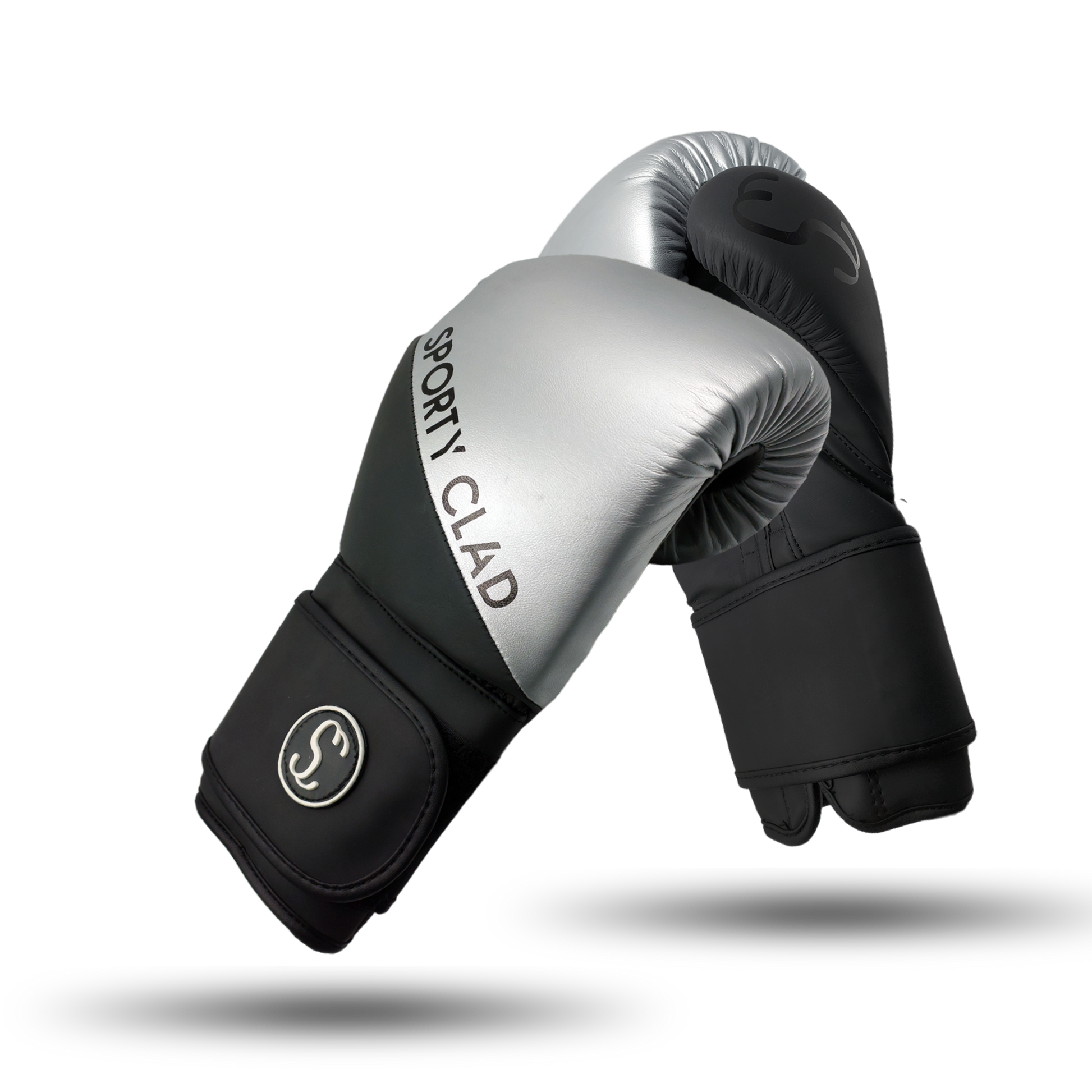 Silver Black Boxing Gloves for Training & Sparring Sporty Clad Split 