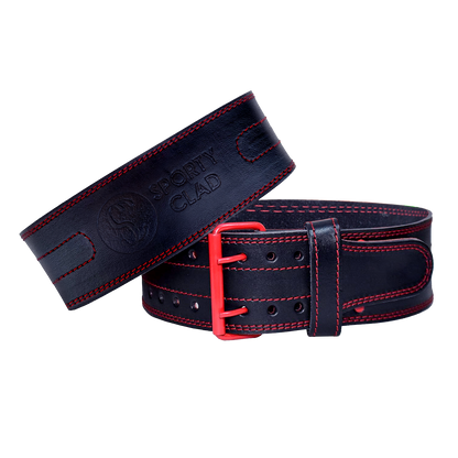 SC 4 inches Cowhide Leather Red Powerlifting Gym Belt