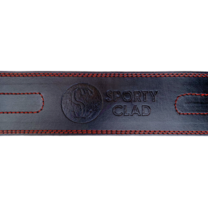 SC 4 inches Cowhide Leather Red Powerlifting Gym Belt