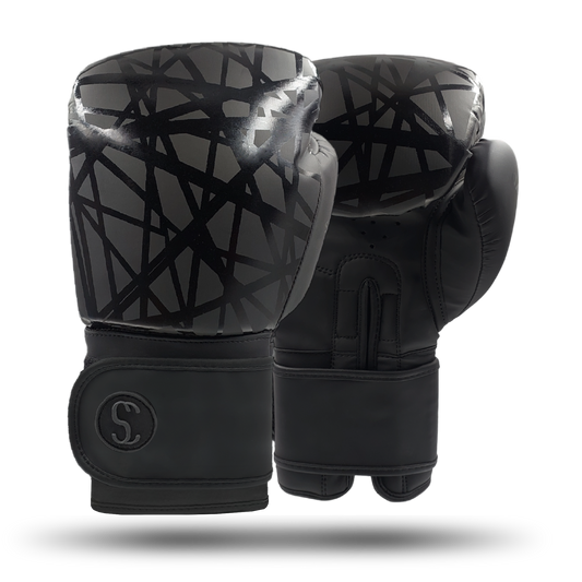 Black Boxing Gloves Training Sparring 10oz 12oz 14oz 16oz Sporty Clad Vegan Leather