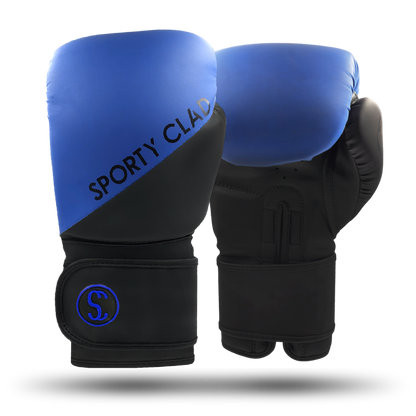 Blue Black Split Boxing Gloves for Training & Sparring Sporty Clad 