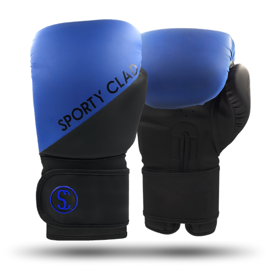 Blue Black Split Boxing Gloves for Training & Sparring Sporty Clad 
