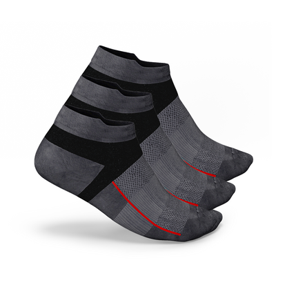 Charcoal Grey Running No Show Cushioned Socks (3 Pairs)