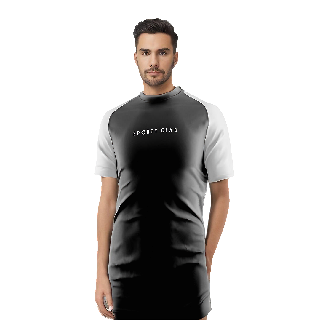 Men's Premium Cotton Black / White Raglan Short Sleeve T-Shirt