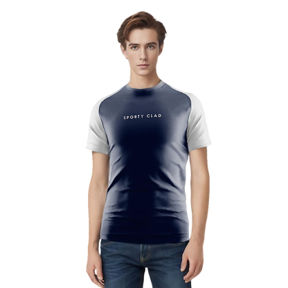 Men's Premium Cotton Blue / White Raglan Short Sleeve T-Shirt