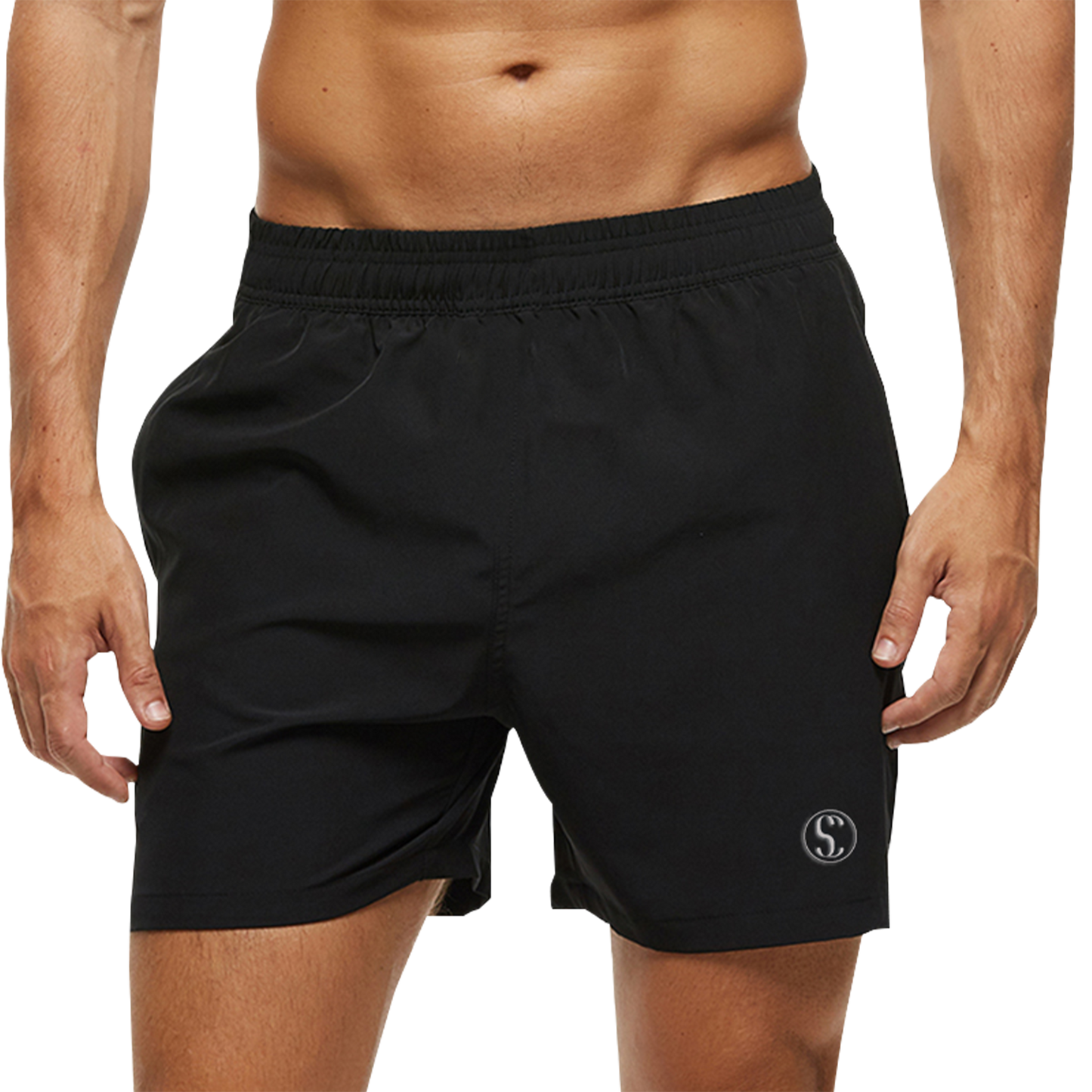 Black Men's Cotton Shorts for Running, Gym Workout, Fitness, Cycling Sporty Clad