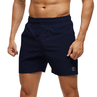 Navy Blue Men's Cotton Shorts for Running, Gym Workout, Fitness, Cycling Sporty Clad