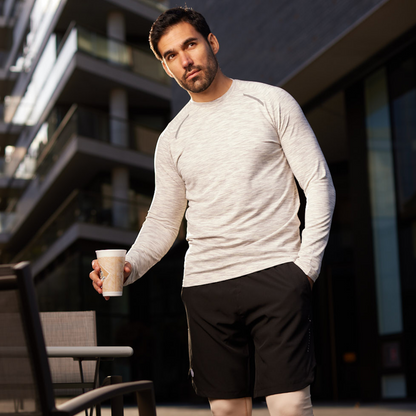 Men's White Long Sleeve T-Shirt, Sports Shorts & Socks Set