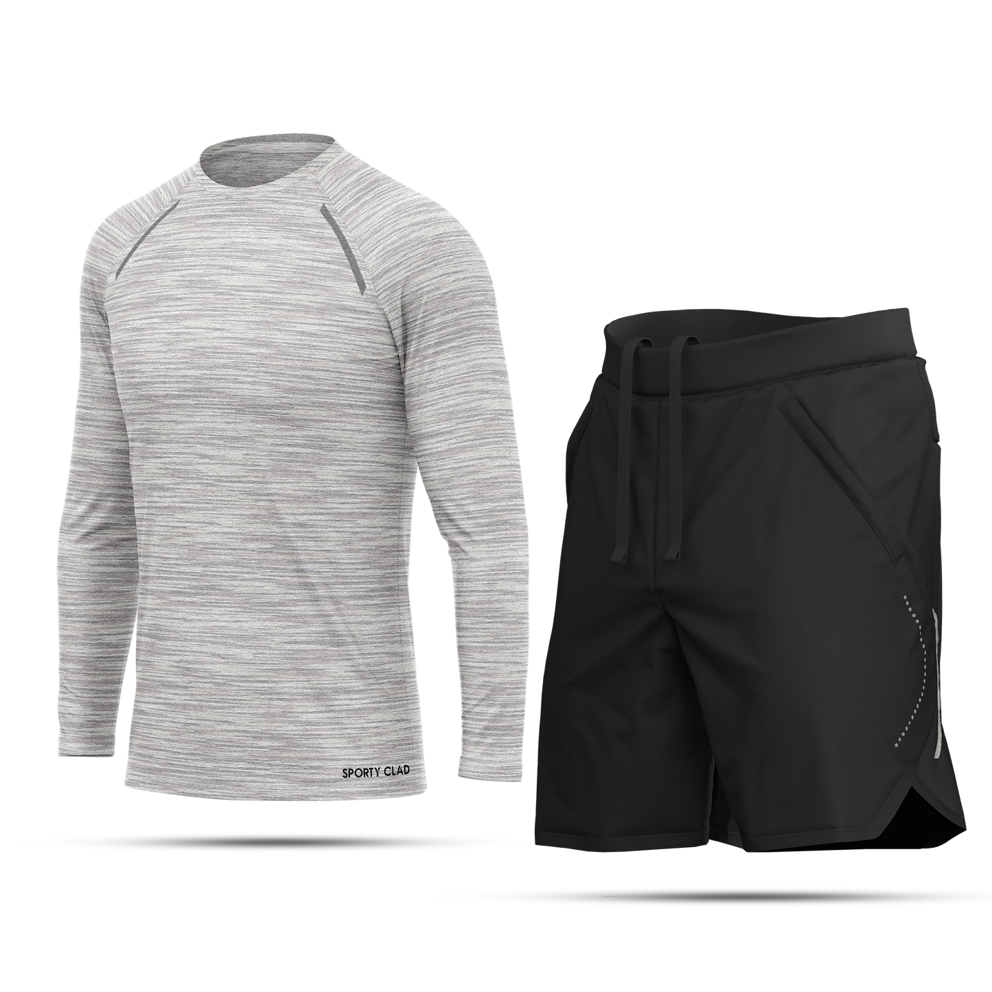 Men's White Long Sleeve T-Shirt, Sports Shorts & Socks Set