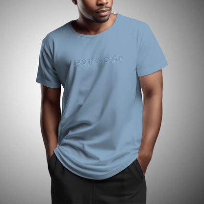 Men's Premium Cotton University Blue Short Sleeve T-Shirt