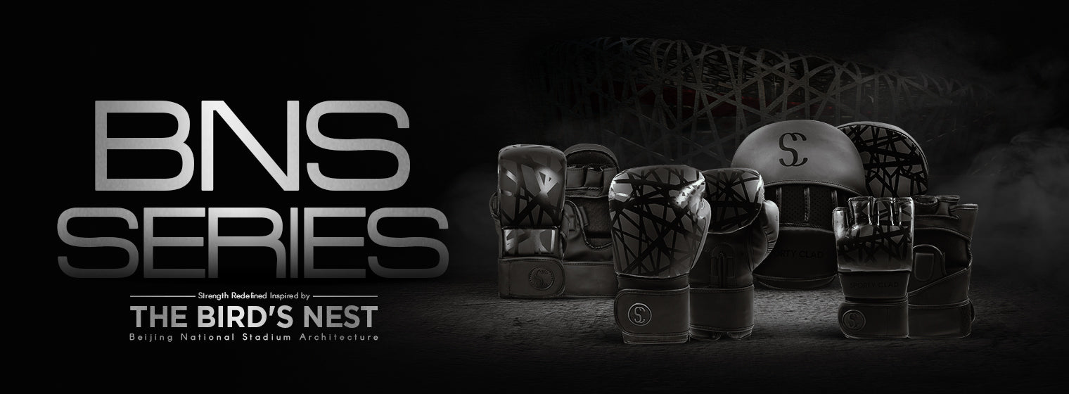 Sporty Clad BNS Boxing MMA Gloves Matt Black Focus Pads