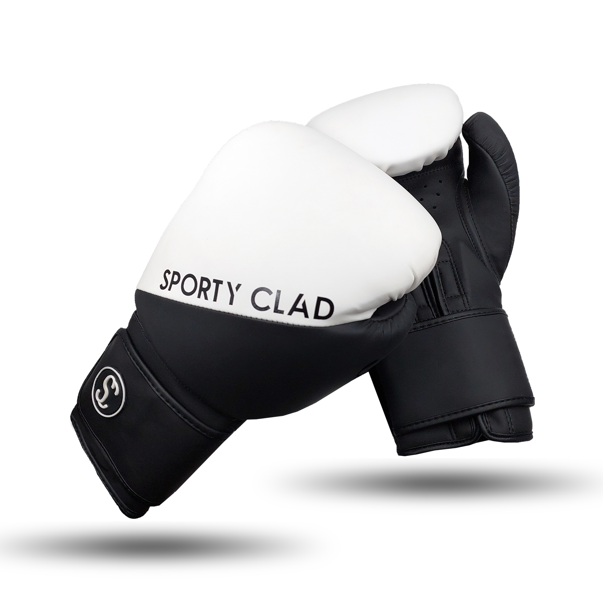 White Black Split Boxing Gloves for Training & Sparring Sporty Clad 