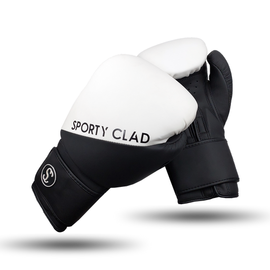 White Black Split Boxing Gloves for Training & Sparring Sporty Clad 