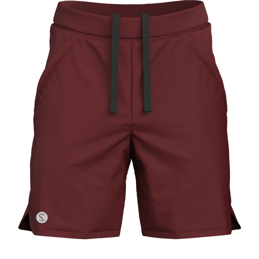 Men's Burgundy Polyester Sports Shorts for Running, Cycling, Football, Gym Fitness Workout by Sporty Clad