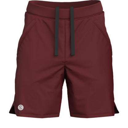 Men's Burgundy Polyester Sports Shorts for Running, Cycling, Football, Gym Fitness Workout by Sporty Clad