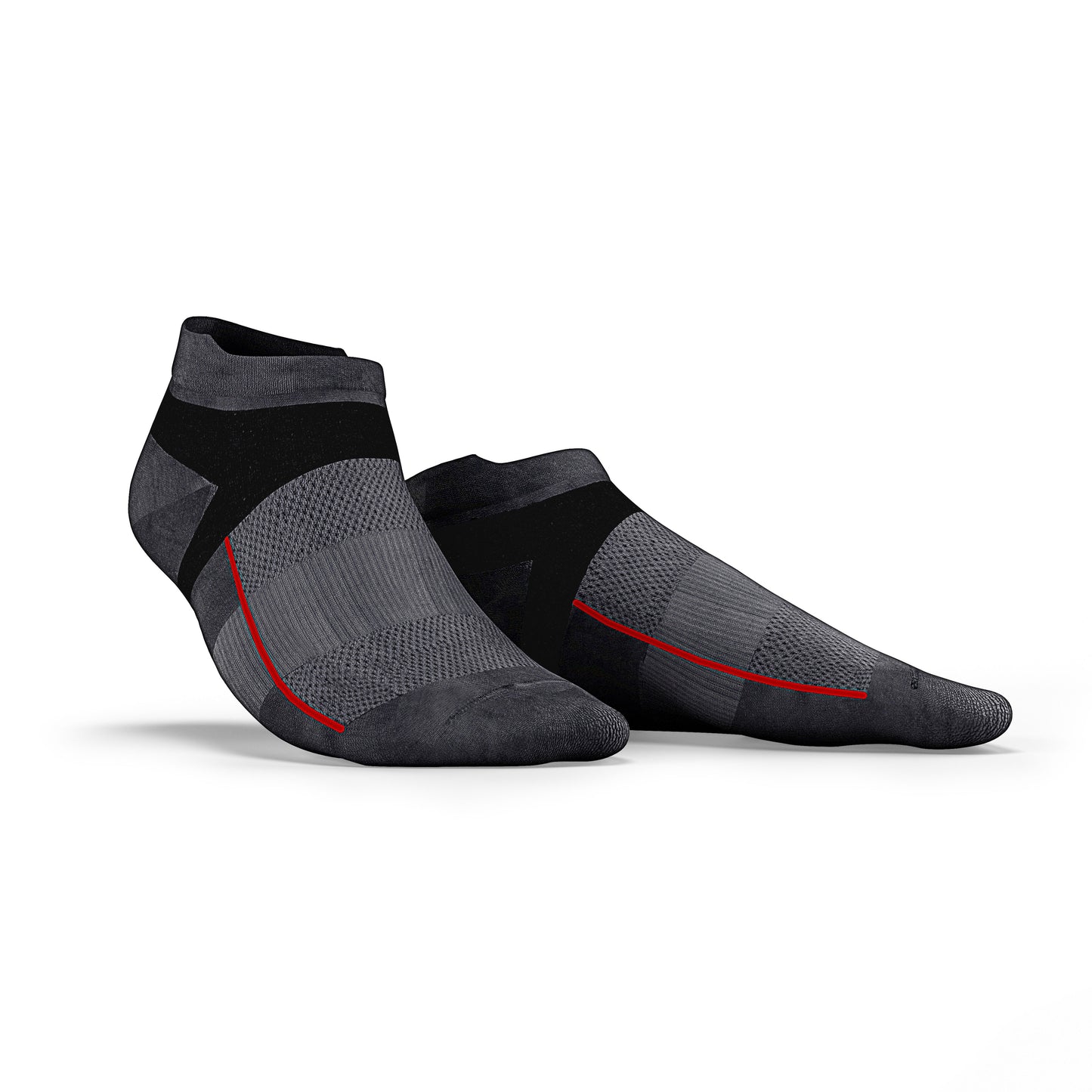 Charcoal Grey No Show Tab Cushioned Performance Socks - Unisex