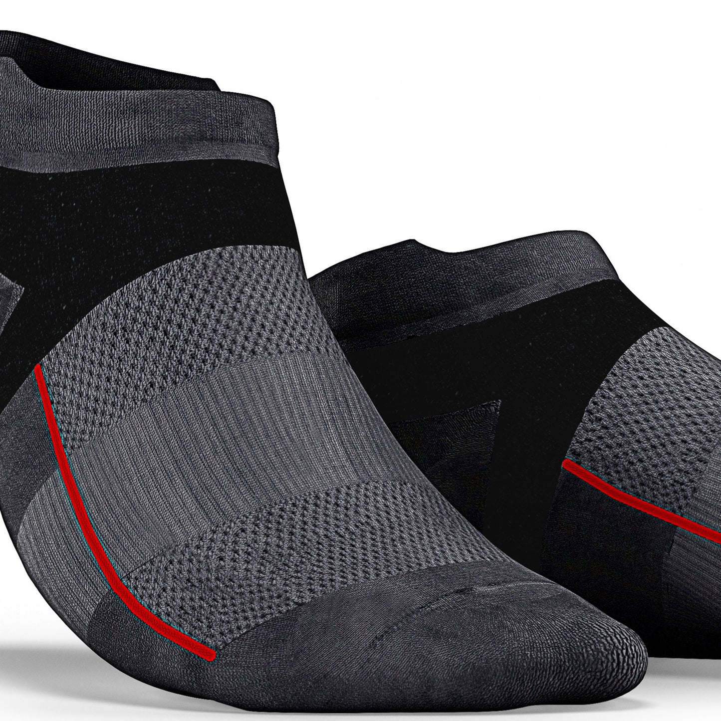 Charcoal Grey No Show Tab Cushioned Performance Socks - Unisex