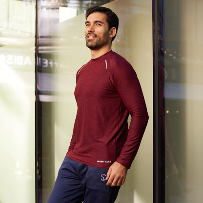 Men's Burgundy Long Sleeve Thermal T-Shirt
