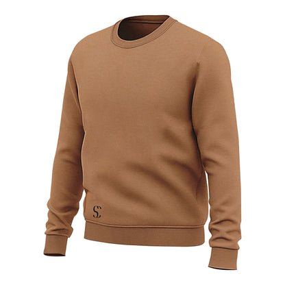 Men's Brown Crewneck Fleece Sweatshirt